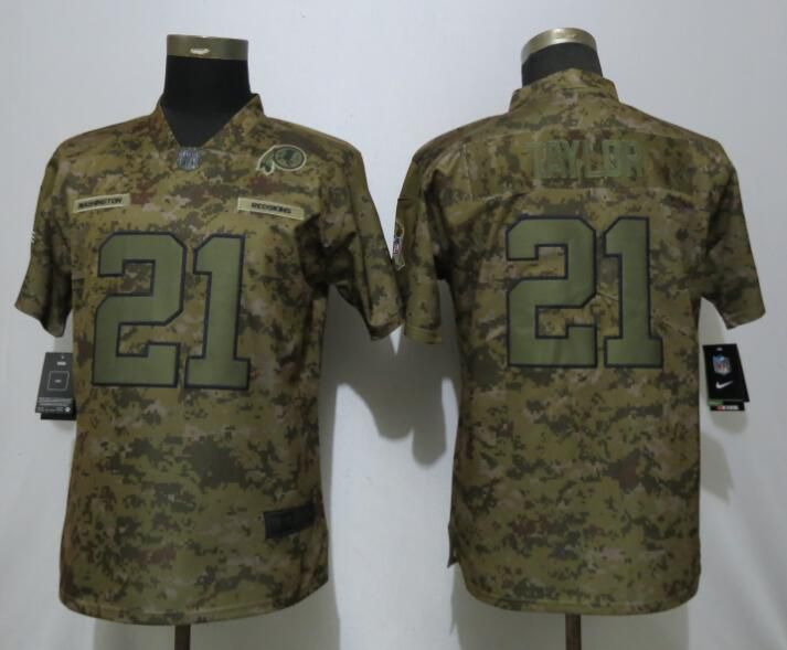 Women Washington Red Skins #21 Taylor Nike Camo Salute to Service Limited NFL Jersey->women nfl jersey->Women Jersey